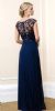 Boat Neck Sequins Mesh Top Pleated Long Formal Evening Dress back